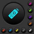 Working remote control dark push buttons with color icons