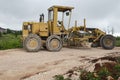 Working Road Construction Grader Royalty Free Stock Photo