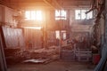 Working room of a metal warehouse for construction