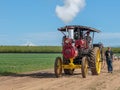 Working Russel Engine steam tractor at Wooden Shoe tulip farm