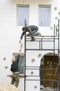Working on scaffolding Royalty Free Stock Photo