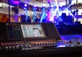 Working sound control panel on background of stage Royalty Free Stock Photo