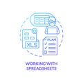 Working with spreadsheets blue gradient concept icon Royalty Free Stock Photo