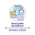 Working with spreadsheets concept icon