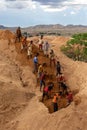 Working in tandem, gems miners united their effort. Ilakaka, Madagascar