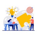 Working team collaboration, enterprise cooperation concept with tiny character. Teamwork and partnership abstract vector Royalty Free Stock Photo