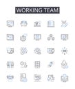 Working team line icons collection. Taskforce, Brigade, Crew, Unit, Posse, Squad, Troupe vector and linear illustration