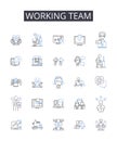 Working team line icons collection. Timeline, Schedule, Manufacturing, Logistics, Planning, Operations, Workflow vector