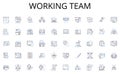 Working team line icons collection. Analytics, Integration, Backup, Centralized, Cleansing, Collaboration, Compliant