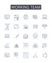 Working team line icons collection. Taskforce, Brigade, Crew, Unit, Posse, Squad, Troupe vector and linear illustration Royalty Free Stock Photo