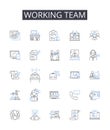 Working team line icons collection. Taskforce, Brigade, Crew, Unit, Posse, Squad, Troupe vector and linear illustration Royalty Free Stock Photo