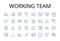 Working team line icons collection. Taskforce, Brigade, Crew, Unit, Posse, Squad, Troupe vector and linear illustration