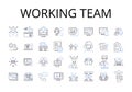 Working team line icons collection. Taskforce, Brigade, Crew, Unit, Posse, Squad, Troupe vector and linear illustration