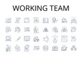 Working team line icons collection. Taskforce, Brigade, Crew, Unit, Posse, Squad, Troupe vector and linear illustration Royalty Free Stock Photo