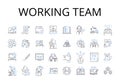 Working team line icons collection. Taskforce, Brigade, Crew, Unit, Posse, Squad, Troupe vector and linear illustration