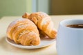 Working time, coffee break with some croissants Royalty Free Stock Photo