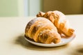 Working time, coffee break with some croissants Royalty Free Stock Photo