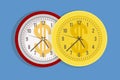 Working time cost. Expensive price for minutes and hours metaphor. Watch dial with dollar sign. Cartoon timepiece and