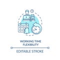 Working time flexibility turquoise concept icon