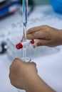 Working Titration technique in the laboratory. Royalty Free Stock Photo
