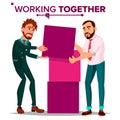 Working Together Concept Vector. Businessman. Busy Day. Co-workers. Business People. Isolated Cartoon Illustration