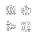 Working together linear icons set