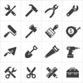 Working Tool and instrument icons white. Vector Royalty Free Stock Photo