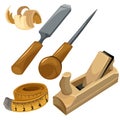 Working tools of a carpenter. Vector set isolated