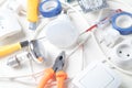 Working tools and components. Electrical objects Royalty Free Stock Photo