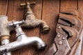 Working tools, plumbing, pipes and faucets Royalty Free Stock Photo