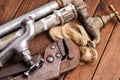 Working tools, plumbing, pipes and faucets Royalty Free Stock Photo