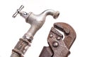 Working tools, plumbing, pipes and faucets Royalty Free Stock Photo