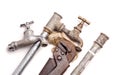 Working tools, plumbing, pipes and faucets Royalty Free Stock Photo