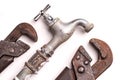 Working tools, plumbing, pipes and faucets Royalty Free Stock Photo