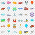 Working transport icons set, cartoon style