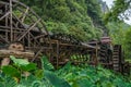 Old mill wooden water wheels in China Royalty Free Stock Photo