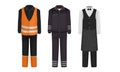 Working Uniform Vector Set. Wear and Clothing Suit for Different Occupation Collection