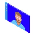 Working video call icon, isometric style