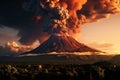 A working volcano with clouds Royalty Free Stock Photo