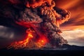 A working volcano with clouds Royalty Free Stock Photo