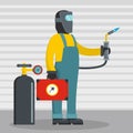 Working welder icon, flat style Royalty Free Stock Photo