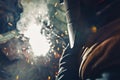 Welder makes welding Royalty Free Stock Photo