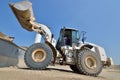 Working with wheel dozer at concrete plant