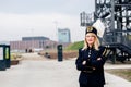 Working woman miner in gala parade uniform. Royalty Free Stock Photo