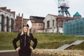 Working woman miner in gala parade uniform. Royalty Free Stock Photo