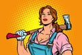 Working woman woodcutter with axe Royalty Free Stock Photo