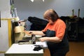 Working woman at the shoes factory