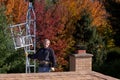 Workman installing HDTV digital antenna