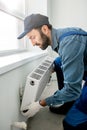 Workman mounting radiator