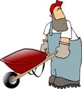 Workman pushing a wheelbarrow Royalty Free Stock Photo